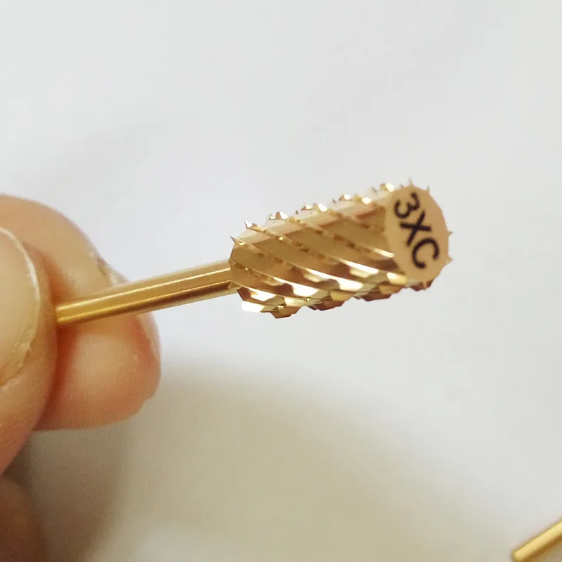  luxurious Light Golden Large Barrel - Grit 3XC - Carbide Nail Drill Bit For Nail Drill MachineNail 