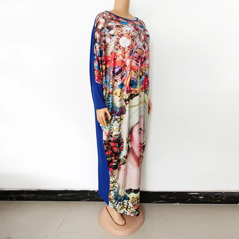 Vetement Femme 2021 African Dresses For Women Beauty Print Colorful Elegant Nigeria Long Robe Sexy Daily Bazin Party Casual african fashion designers