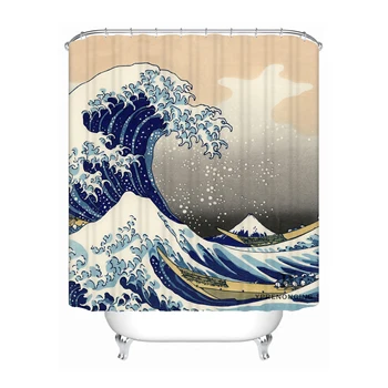 

AXD Great Wave off Kangawa by Hokusai Custom Shower Curtain Waterproof Fabric Shower Curtain for Bathroom@180421