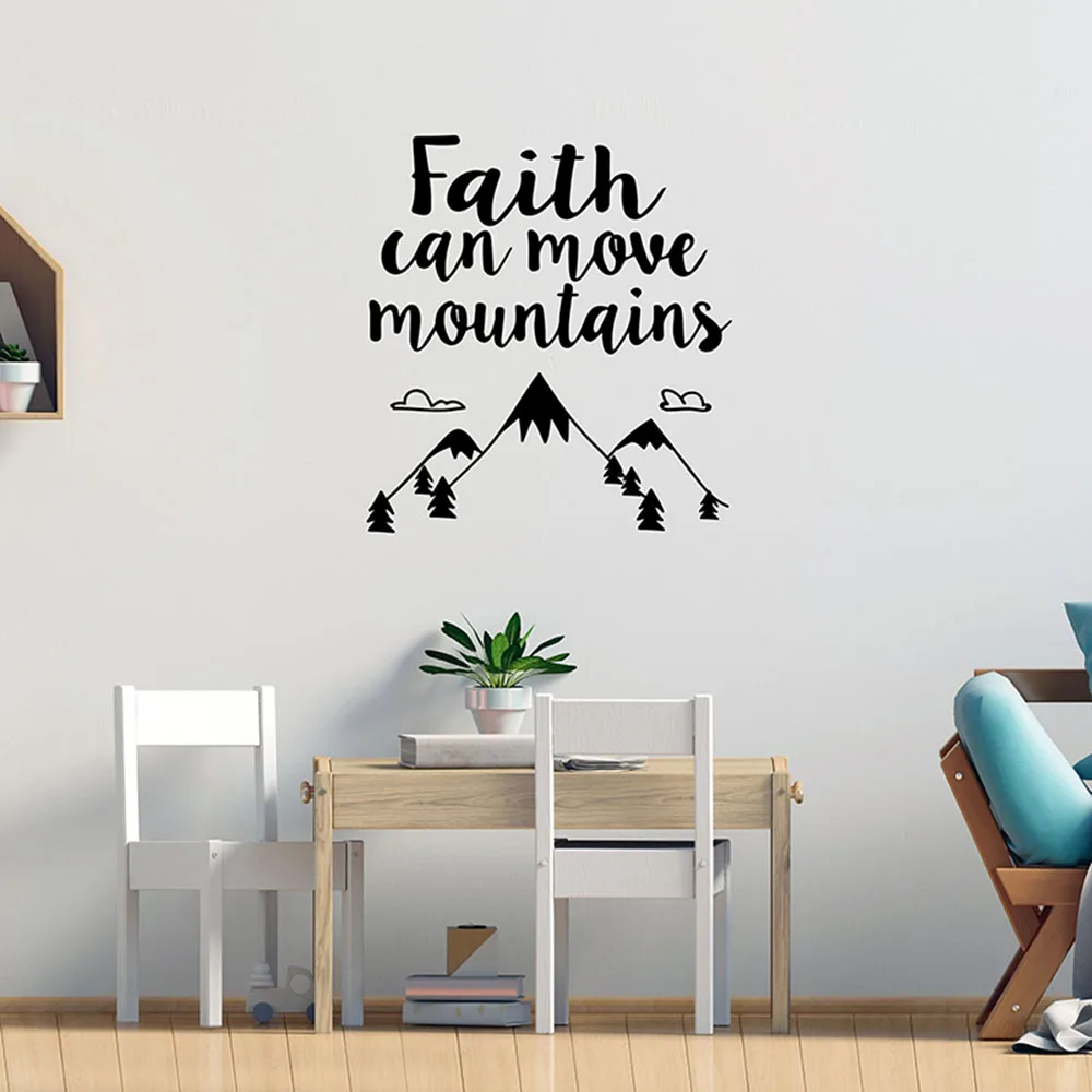 Wall Decal Faith Can Move Mountains Quote Vinyl Window Stickers Bedroom