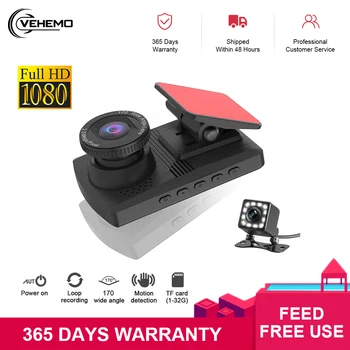 

VEHEMO 170° Full HD 1080P Car Dvr Camera Auto 3.5 Inch Rearview Mirror Digital Video Recorder Dual Lens Registratory Camcorder