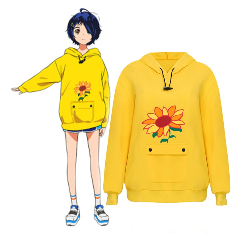 WONDER EGG PRIORITY Ohto Ai Hoodie Pullover Yellow Sweatshirt Anime Cosplay Halloween for Men Women Unisex Casual Suits | Тематическая