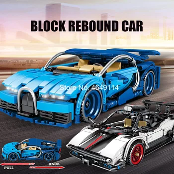 

641pcs Blocks Toy Technic Racing Car MOC Model Building Blocks City Creator Pull Back Mechanical Vehicle DIY Bricks Toys