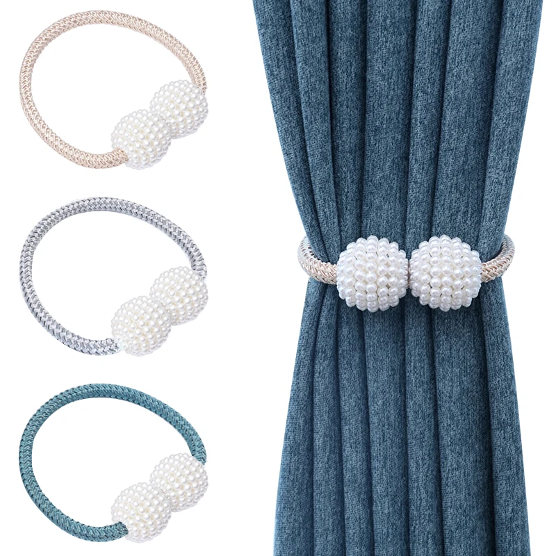 1 Pc Pearls Ball Curtain Tieback Window Holdbacks With Magnet For
