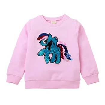 

kids wear long-sleeved sweatshirt coat fashion cartoon color change sequin decal girl child clothes cotton 2019 quality clothing