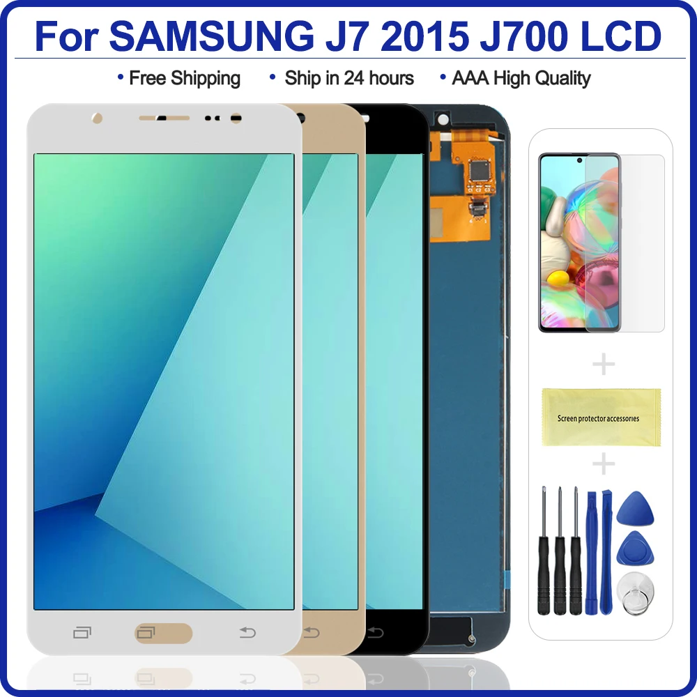J7 дисплей для Samsung Galaxy J700 ЖК + сенсорный экран дигитайзер в сборе 2015 J700F J700M LCD|j7