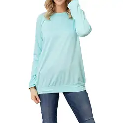 Женские пуловеры, толстовка из хлопка, осенние модные однотонные пуловеры с длинными рукавами, повседневные топы с круглым воротником
