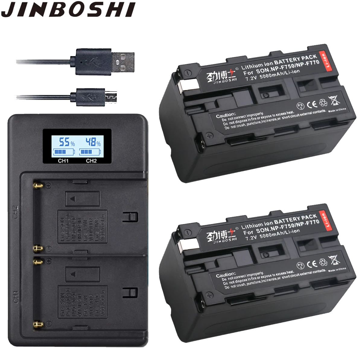 

2Pc NP-F770 NP-F750 NP F770 np f750 NPF770 750 Li-ion Batteries + LCD USB Charger for Sony NP-F550 NP-F770 NP-F750 F960 F970