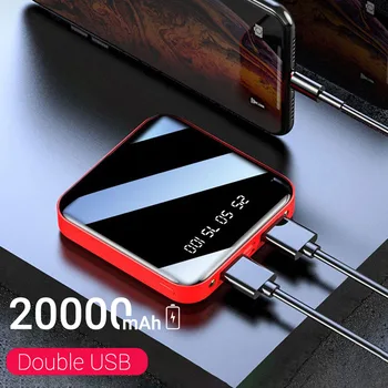 

20000mAh Power Bank Portable Charging Mini Poverbank Mobile Phone LED Mirror Back Power Bank External Battery Pack Powerbank