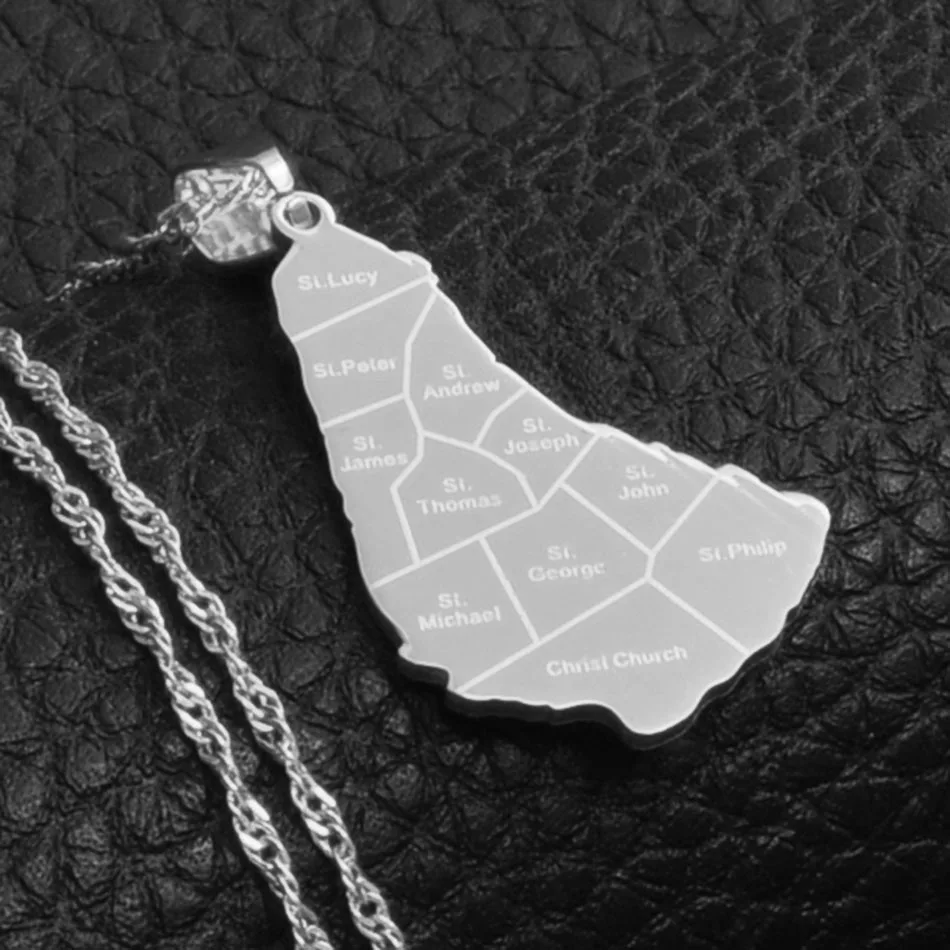 Anniyo карта острова бардоса с именем города кулон ожерелья Золото Цвет карты Ювелирные изделия Подарки#043521 - Окраска металла: Silver Color
