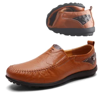 

Breathable Genuine Leather Loafers Men Casual Shoes High Quality Adult Slip on Moccasins Men Sneakers Male Footwear 46