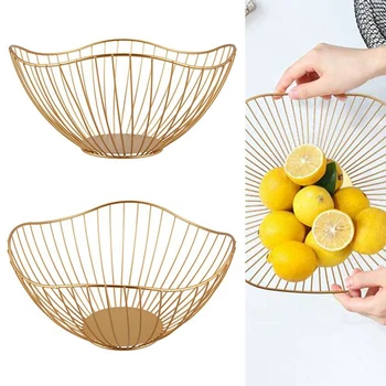 

Botique-Fruit Vegetable Metal Storage Basket Decorated Display Bowl Rack