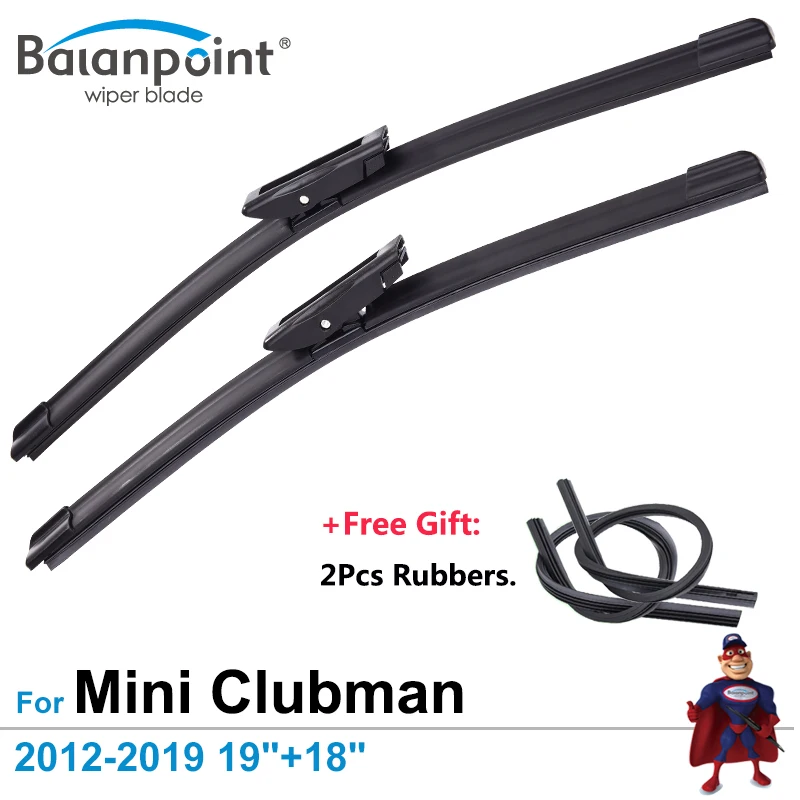 2 шт щетки стеклоочистителя+ 2 шт Бесплатные каучуки для Mini Clubman 2012- 1"+ 18", верхние Дворники для лобового стекла