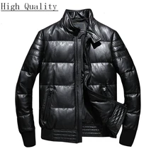 Зимняя куртка из натуральной кожи, Мужская короткая куртка из овчины, мужской пуховик размера плюс, Chaqueta Cuero Hombre WP16c711 KJ1410