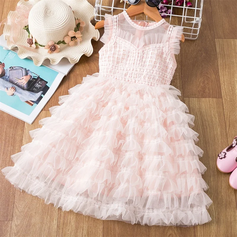 Flower Dress Tutu Wedding-Gown Petals-Designs Events Fluffy Infant Kids Children Party-Costume