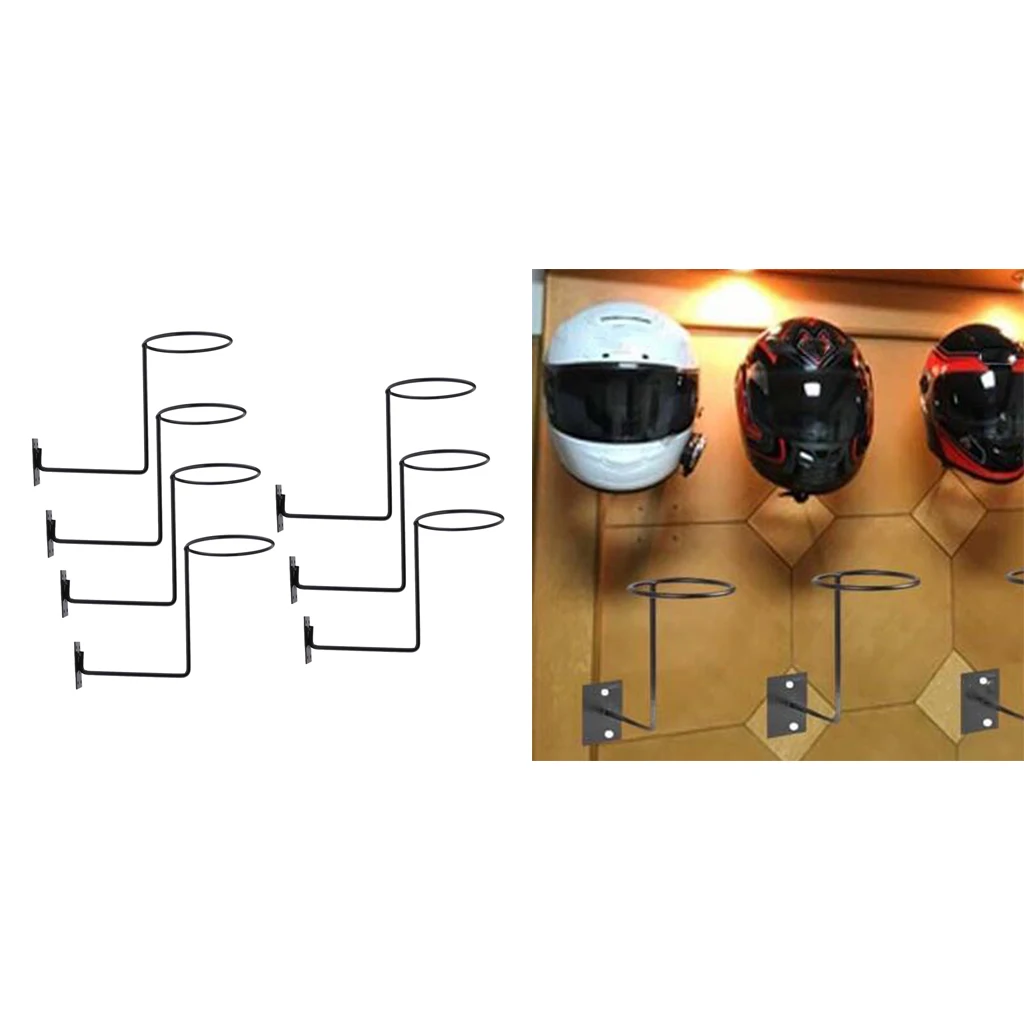 7Pcs Wall Mounted Motorcycle Steel Helmet Holder for Hockey Hat Space Saving
