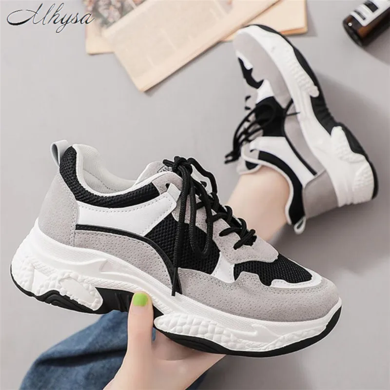 

Mhysa 2019 New Fashion Women Sneakers Thick Sole Ladies Platform Shoes Web Celebrity Chunky women Dad Sneakers Chaussures Femme