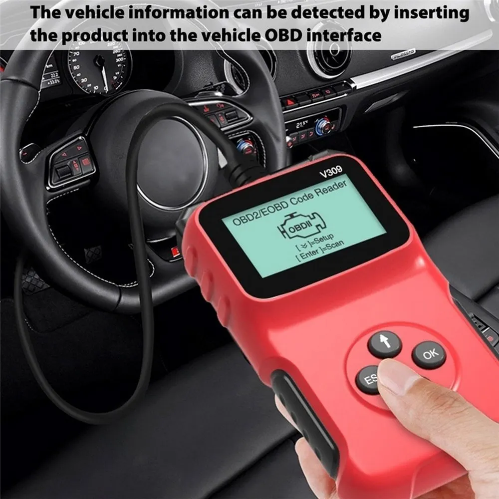 

Newest V309 OBD2 OBDII Auto Car Diagnostic Scanner Handheld Car Diagnostic Repair Tool Automotive Erase/Reset Fault Codes Reader