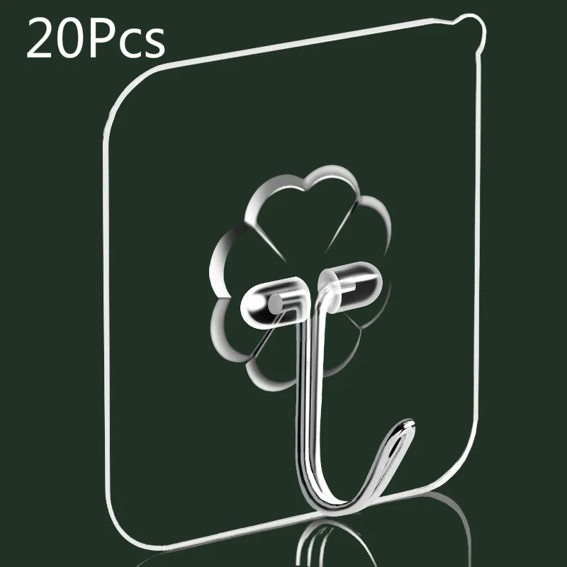 20 шт нано-клей Сильный прозрачный присоска крючок на присоске крючок для кухни ванной крючок 6*6 см беспробиваемый крючок для бесшовного крепления
