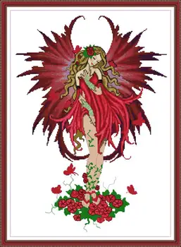 

Flower Fairy Printed Canvas DMC Counted Fabric Chinese Cross Stitch Kits printed Cross-stitch set Embroidery Needlework