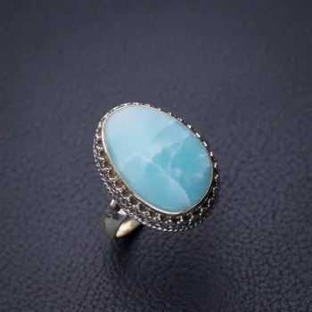 

StarGems Natural Caribbean Larimar Handmade 925 Sterling Silver Ring 7.75 D8475