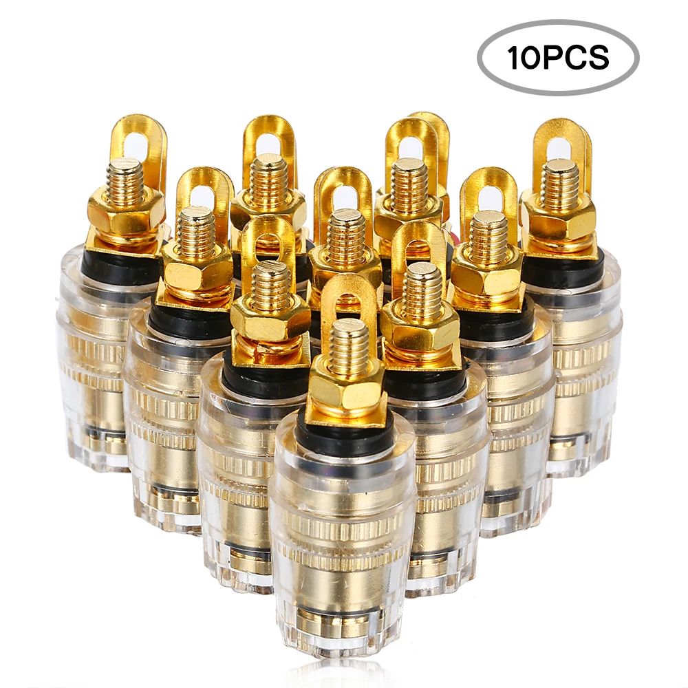 

4mm Gold Plated Banana Plug Pin Socket Connector Terminal Binding Post for Amplifier Loudspeaker 10Pcs (Red+Black)