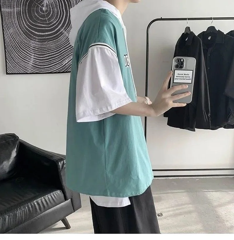ブランドグッズ メンズ半袖フード付きtシャツ 韓国のメンズラウンドネックシャツ サイズs Xxl フェルトヒップホップ ツーピース 22 T Shirts 売上 Kisuki Line Jp