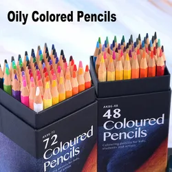 Crayons de couleur à l'huile professionnels 12/18/24/36/48/72 couleurs, ensemble de poignées hexagonales en bois, peinture d'artiste, dessin, croquis, Design artistique 