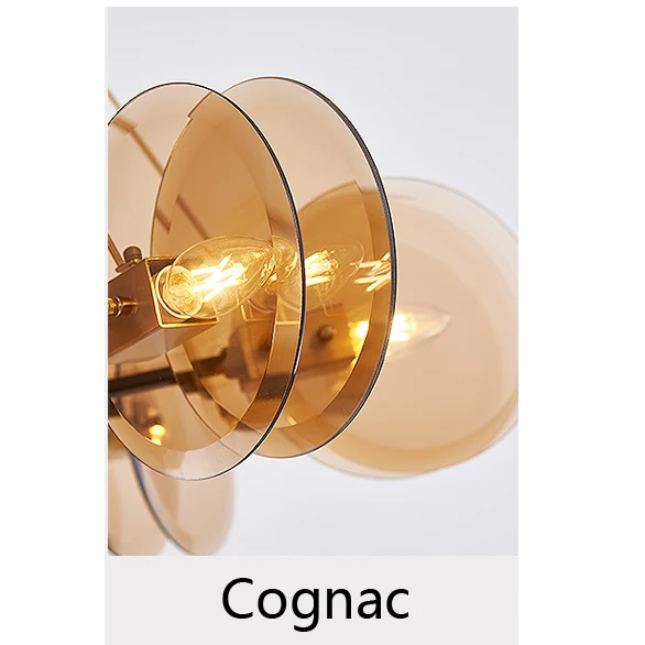 cognac Скандинавские золотые металлические янтарные/Синие Серые стеклянные E14 светодиодные люстры для гостиной, люстры с подвеской, светильники - Цвет корпуса: cognac