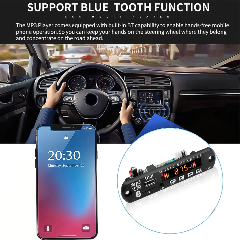 samsung mp3 player 2*25W 50W Amplifier MP3 Player Decoder Board 6V-12V Bluetooth 5.0 Car FM Radio Module Support TF USB AUX 3.5 WMA Player Decoder mp3 player bluetooth