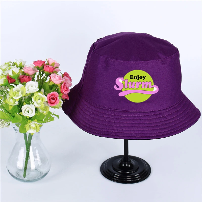 Futurama Enjoy slum логотип летняя шляпа Женская Мужская Панама, шляпа-Панама Наслаждайтесь шламовым дизайном плоский солнцезащитный козырек рыбалка, рыбак шляпа - Цвет: Фиолетовый
