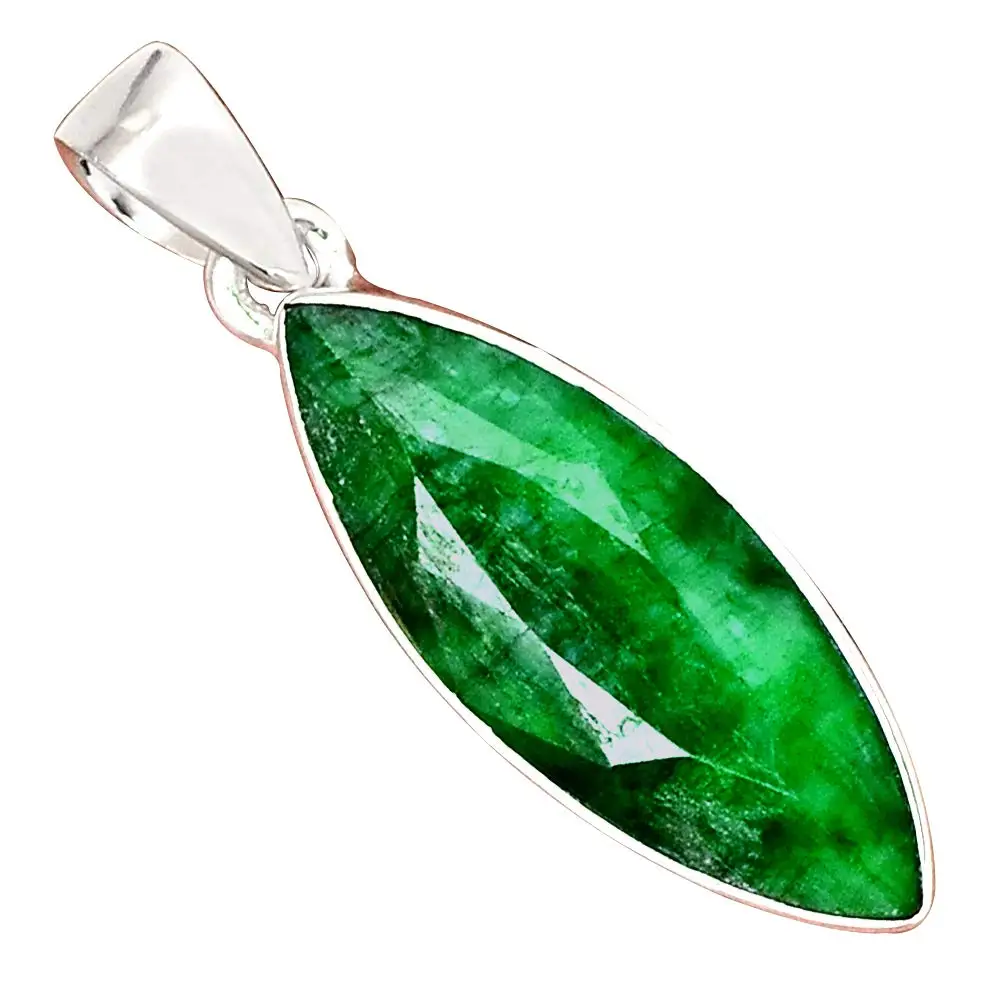 

Genuine EMERALD Pendant 925 Sterling Silver, 39.4 mm, AP6598