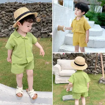 

2020 new boys 2 pcs set shirt+shorts fashion summer cotton boys suit 1-6 years HV540