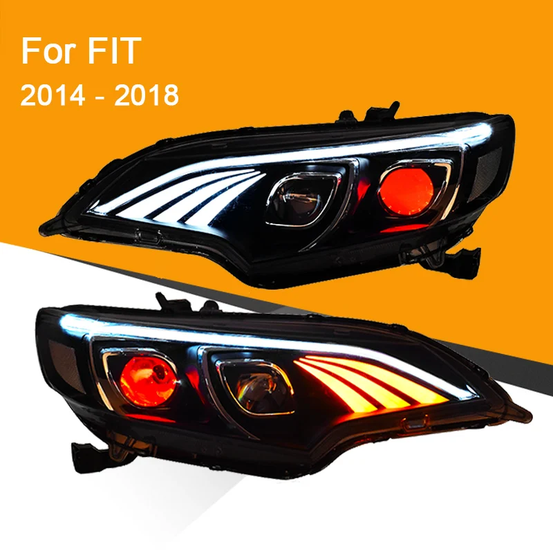 1 Pair Head Light Assembly for Honda FIT 2014 2015 2016 2017 2018 LED Headlight Running Sequential Turning Signal Lamp | Автомобили и