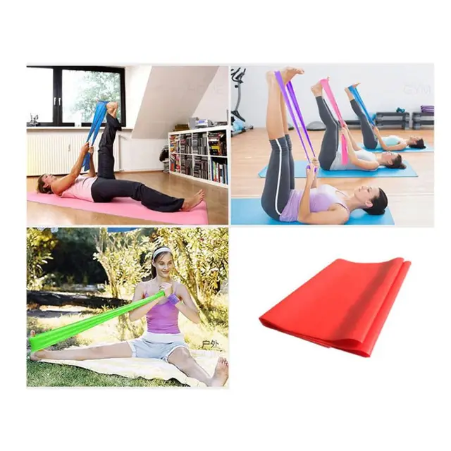 5pcs Flat Resistance Band Pilates Yoga Elastic Band Exercise Equipment Straight Stretching Fitness Training for Full