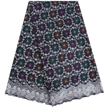 

Black Unique African Swiss Voile Lace In witzerland Comfortable Breathability Swiss Cotton Lace With Stones For Every DressF1717