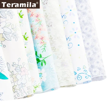 

Teramila 40cmx50cm 7 PCS Flowers Design 100% Cotton Twill Fabric DIY Cushion Pillow Sewing Patchwork Home Decoration Tissu Tela