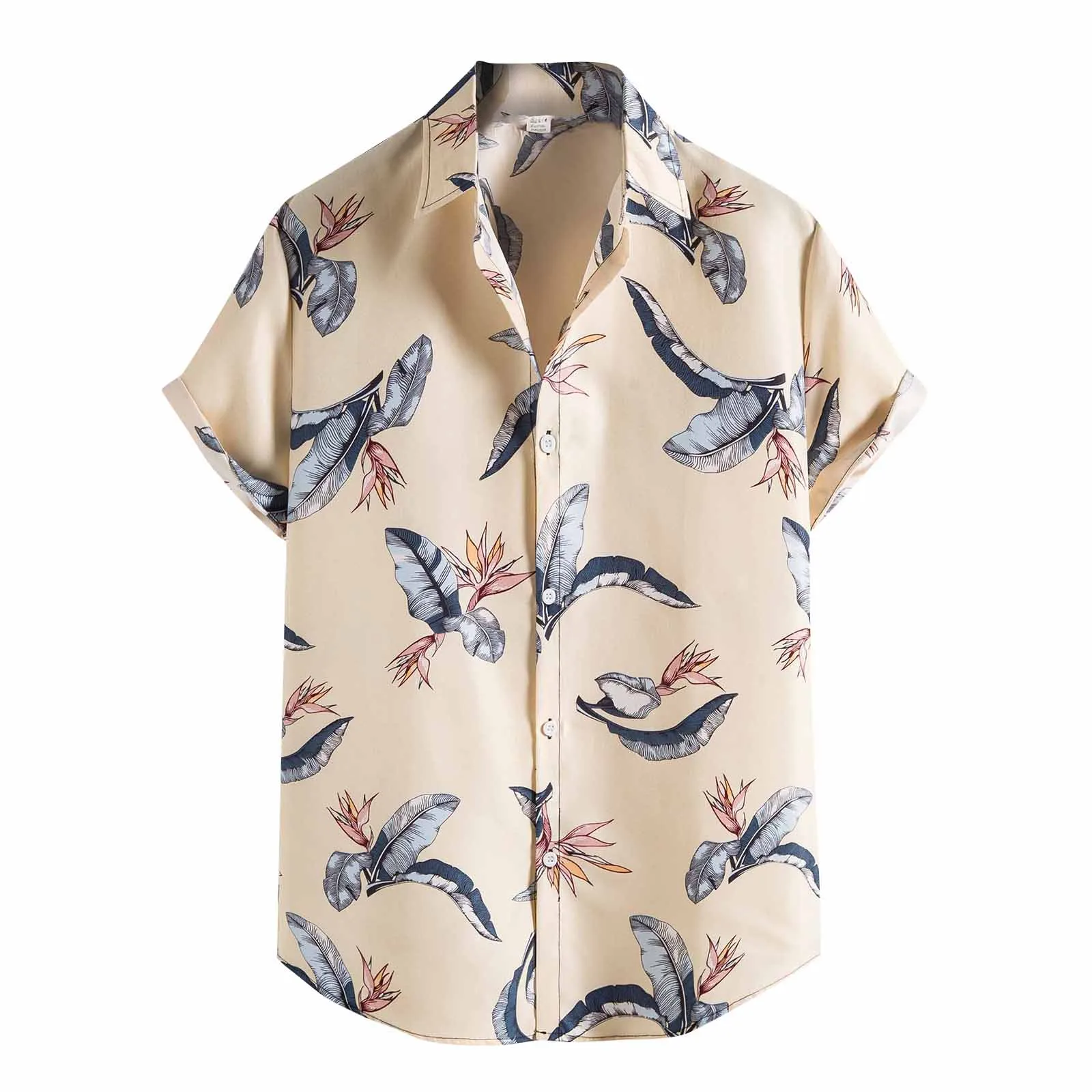 Camisas de manga corta para hombre, blusa informal hawaiana con estampado Floral, botones, cuello vuelto