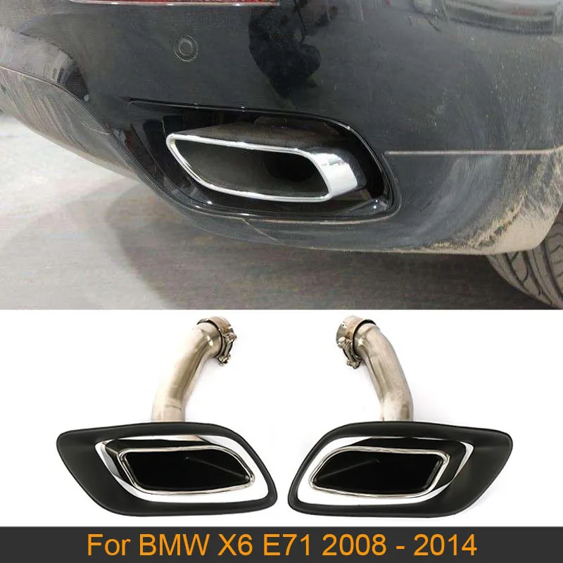 2.5" inlet pair exhaust tips BMW X6 V8 look style stainless steel 