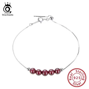 

ORSA JEWELS Beautiful Women Red Garnet Bracelets 100% Real Sterling Silver 925 Bangles Beautiful Stylish Gift Fine Jewelry SB49