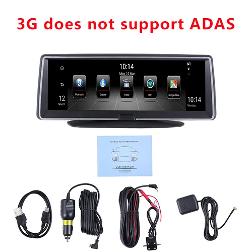 Автомобильный регистратор 8 дюймов, автомобильная dvr камера, Android 4G DVR, gps навигатор, Автомобильный регистратор ADAS, 1080 P, HD видеорегистратор, камера заднего вида с ночным видением - Название цвета: T99 DVR -3G