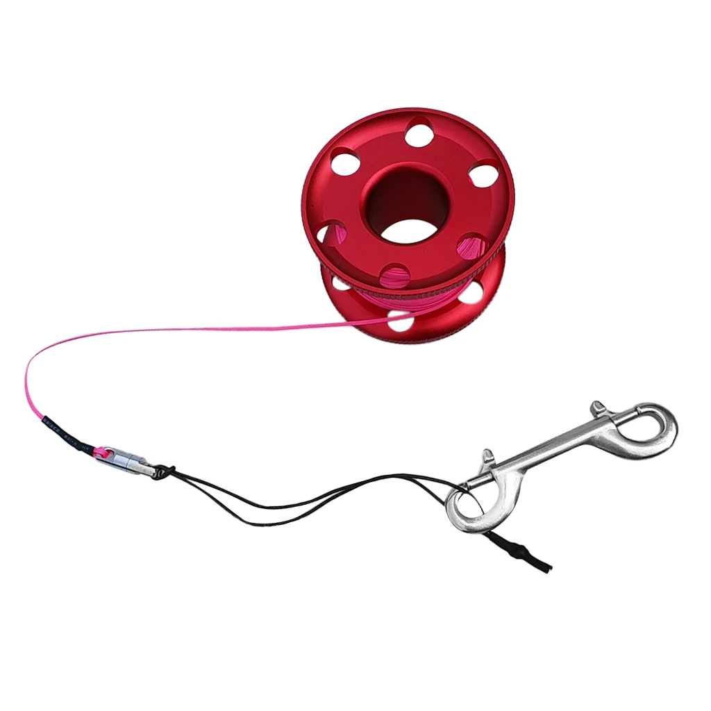 Aluminum Alloy Lightweight Scuba Diving Finger Spool Reel + Replacement 50m/164ft 100ft (30m)/20m/66ft Strong Strength Line