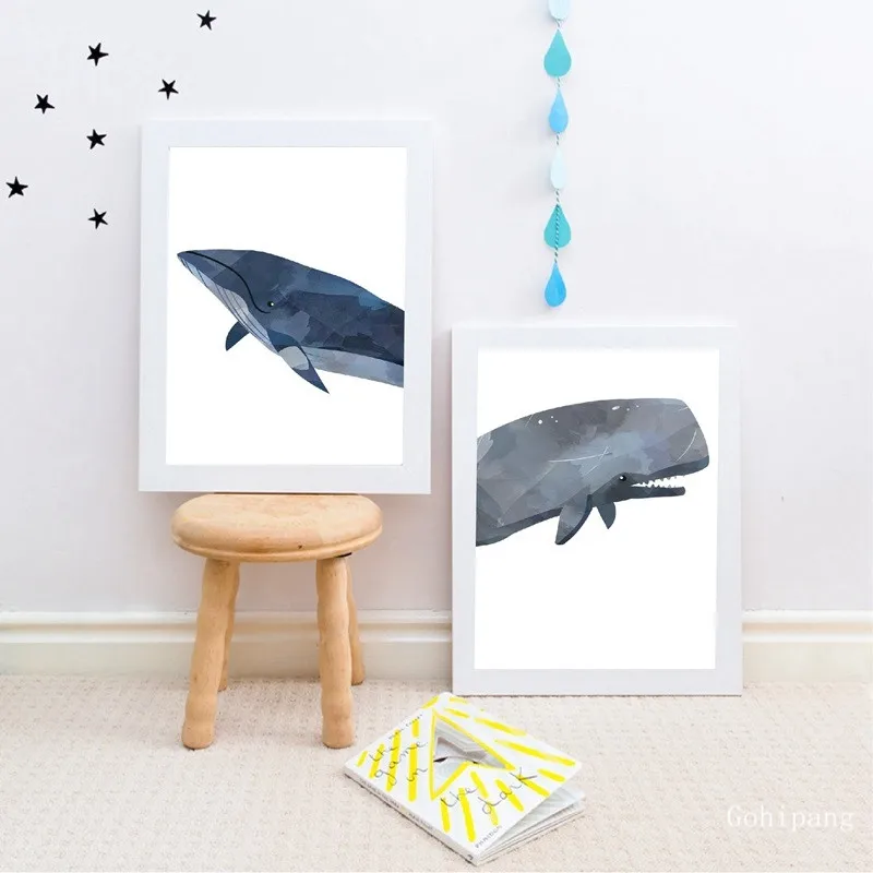 Whale-Animal-Canvas-Poster-Print-Ocean-Sea-Nursery-Theme-Art-Painting-Narwhal-Whale-Pictures-Home-Baby (1)