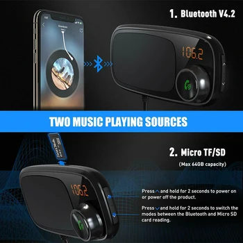 

Car Bluetooth FM Transmitter with Magnetic Phone Holder QC 3.0 Charging MP3 Music Player KQS8