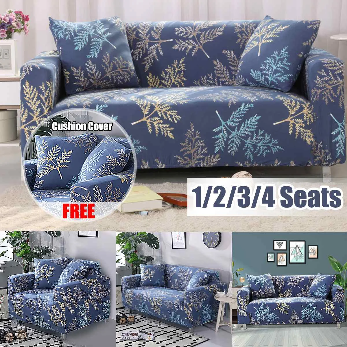 Non-slip One-Piece Sofa Slipcover Cover Furniture Protector For 1//2//3//4 Seat USA