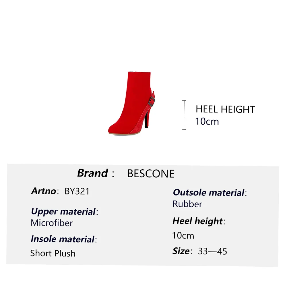 BESCONE/пикантные женские ботинки до середины икры с острым носком; зимняя обувь ручной работы из микрофибры на тонком каблуке; Базовая Пряжка; женские ботинки; BM321