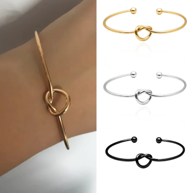 

New Knot Initial Charm Bracelet Bangle Love Bracelet For Women Jewlery Pulseras 2019 Fashion Simple Statement Gift Gold Black