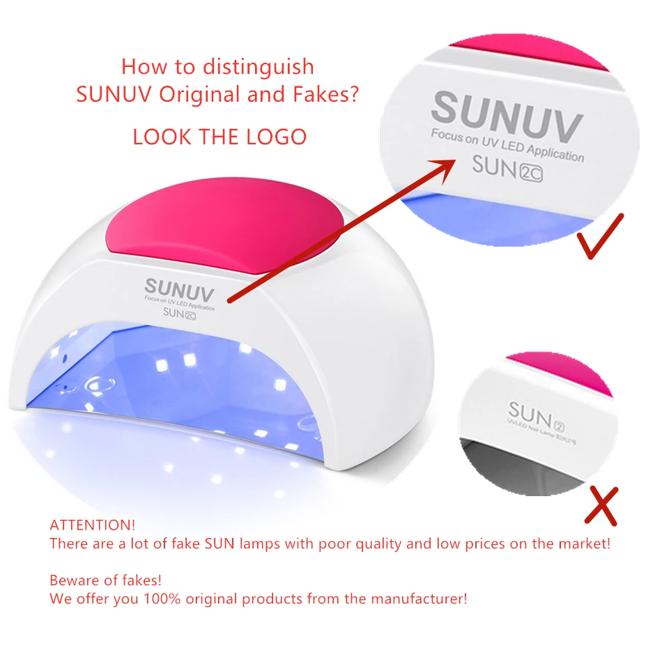 SUNUV SUN2C 48 Вт лампа для ногтей УФ светодиодный Сушилка для ногтей лампа для гелей для лака инфракрасный датчик с розовой силиконовой накладкой профессиональное салонное использование