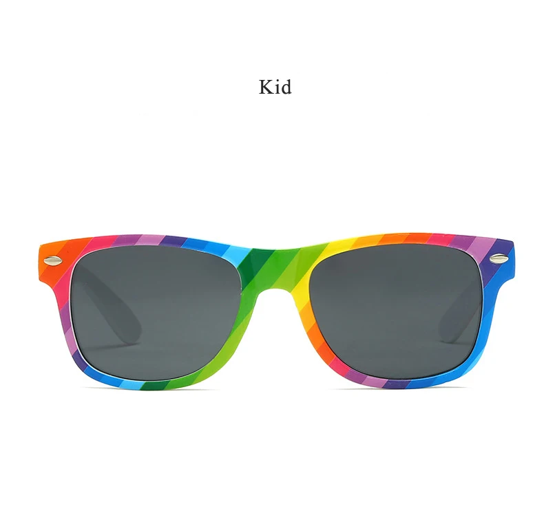 LongKeeper Kids Rainbow Sunglasses Boy Girl Baby Square Sun Glasses Parent-child Colorful Anti-UV Goggles Men Women Glass best sunglasses for big nose