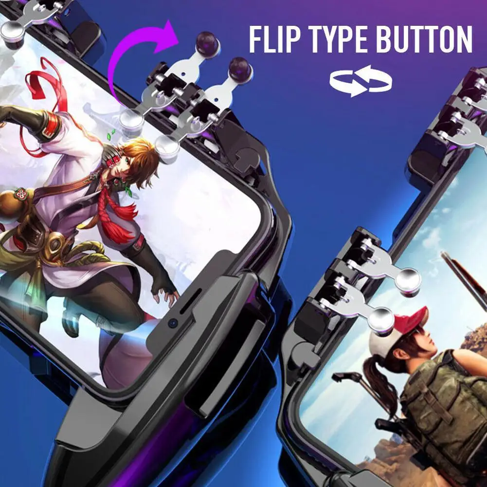  New Six Finger PUBG Game Controller Gamepad Trigger Cooling Android Fan Phone Joystick For IOS Free
